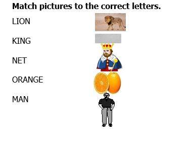 Match pictures to the correct letters
