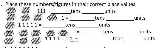 Place these numbers-figures in their correct place values