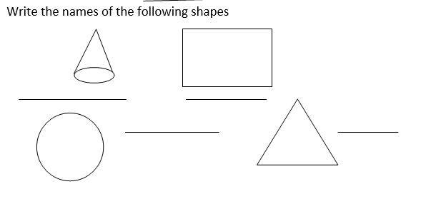 Write the names of the following shapes