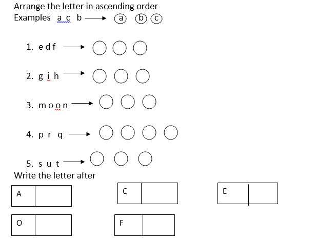 Arrange the letter in ascending order