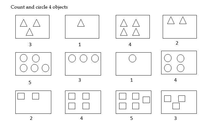 count and circle 4 objects